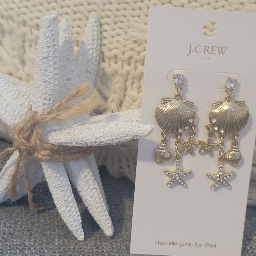 J. Crew Gold Shell and Starfish Earrings